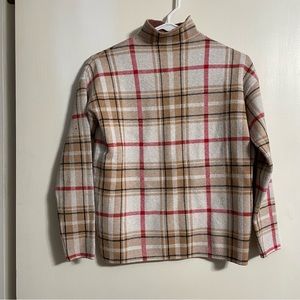 Tahari Plaid Mock Neck Sweater